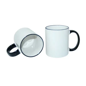 Caneca Branca Alça E Borda Colorida