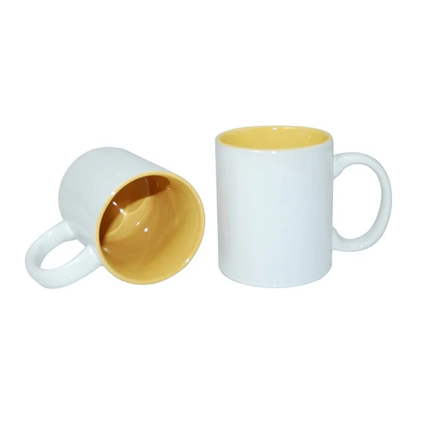 Caneca Branca Interna Colorido amarelo