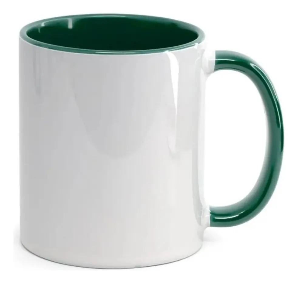 Caneca Branca Interna Colorido verde