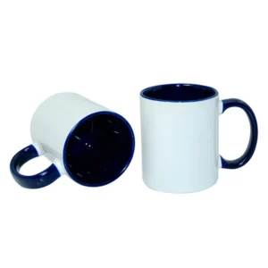 Caneca Branca alça e interior colorido azul